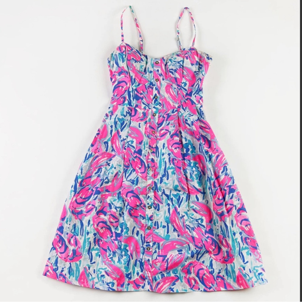 Lilly Pulitzer -  Easton Dress in "Cosmic Coral Cracked Up"